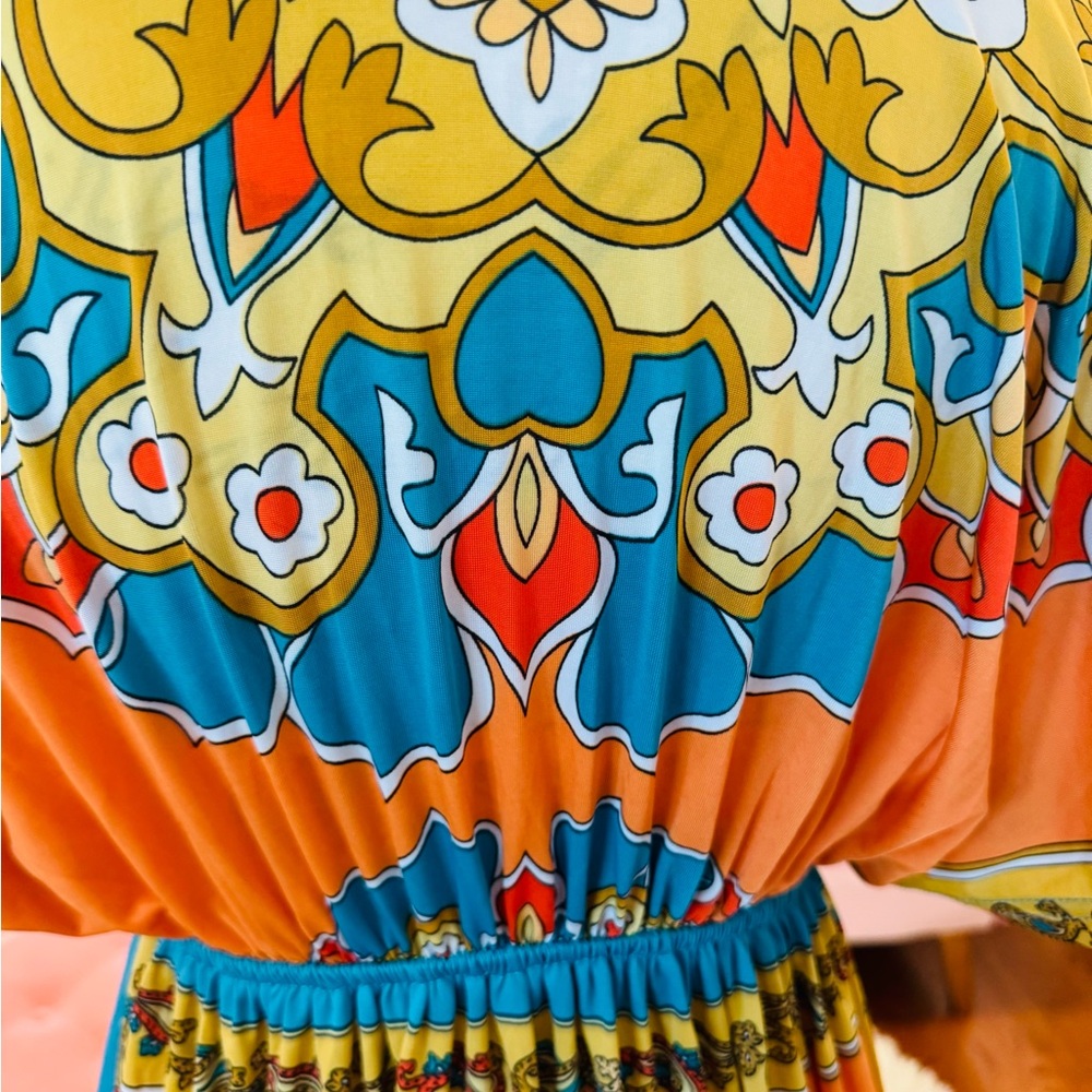 Beautiful & vibrantly colored maxi dress. Fit a size 12 thru 16. One of a kind! - Picture 6 of 6